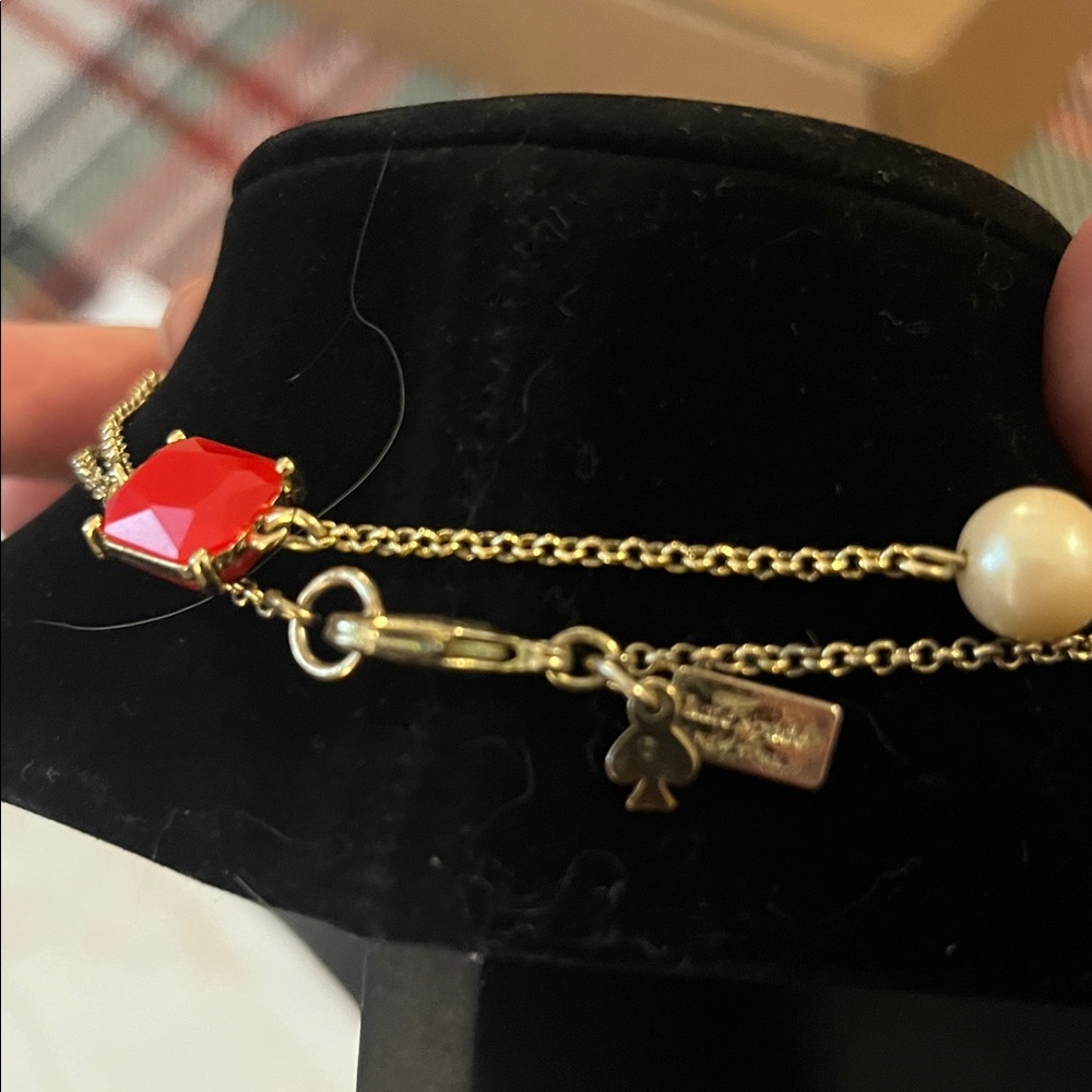Kate Spade Red and Gold Necklace with Cream Accents - Picture 3 of 4